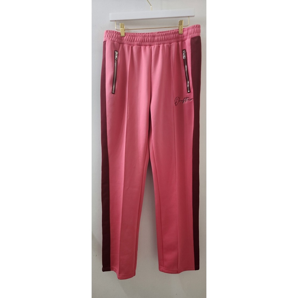 Ouftur Womens Pink Burgundy Side Stripe Track Pants XL NWT New High Rise Jogger